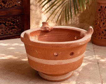 Moroccan Clay Charcoal Grill Majmar | Terracotta BBQ Fire Pit 30cm | Outdoor Camping Cooking | Handmade Traditional Brazier