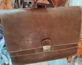 Handcrafted Moroccan Leather laptop bag, Anniversary Gift for Him, Crossbody Messenger Bag
