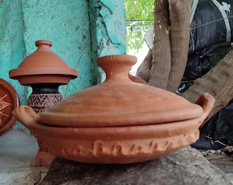 Unglazed Terracotta Tagine Pot: Authentic Moroccan Clay Cookware