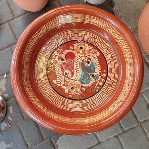 Hand-Painted Moroccan Terracotta Bowl: Geometric Kesriya Art Dish