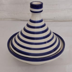 Handcrafted Moroccan Tagine: Blue & White Ceramic Serving Dish, Fez Pottery