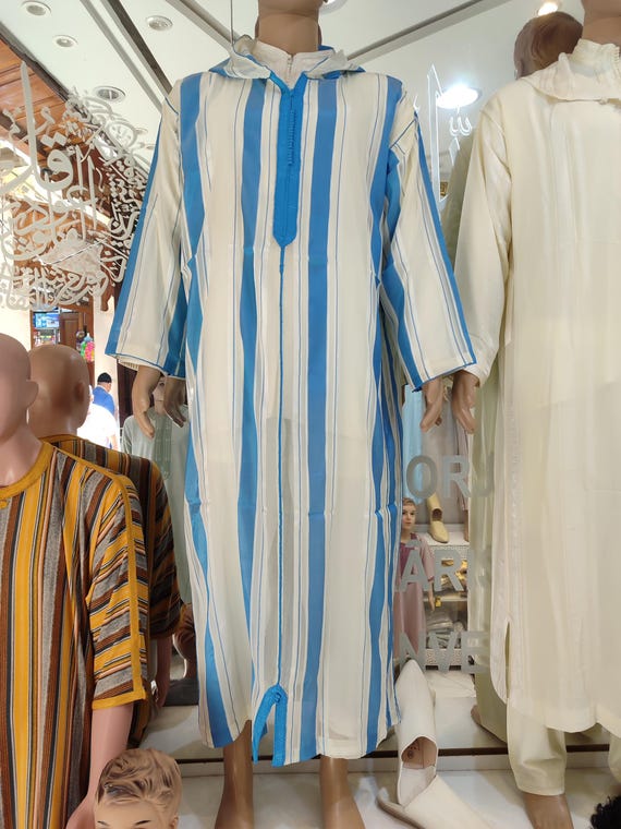 Herren Kaftan Thobe Weiß L - Traditionelle Djellaba Abaya Mit Quasten & Stickereien