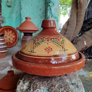 Hand-Painted Moroccan Tagine: Authentic Berber Clay Cookware