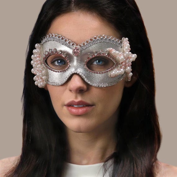 Maschera di perle a forma di stella marina, maschera di carnevale