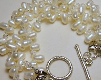 Lavish and Luxurious Pearl and Crystal Bracelet