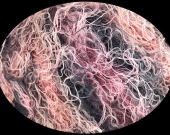 Modena Viscose Black, Pink, Salmon, Ice Yarns, Novelty Yarn, Fancy Yarn, Fiber Art, Bulky, Self-Striping, Eyelash Yarn, #59585