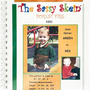 The Sassy Skein Children's Knitwear Pattern Booklet, #1031 Forest Fire, Children's Sweater