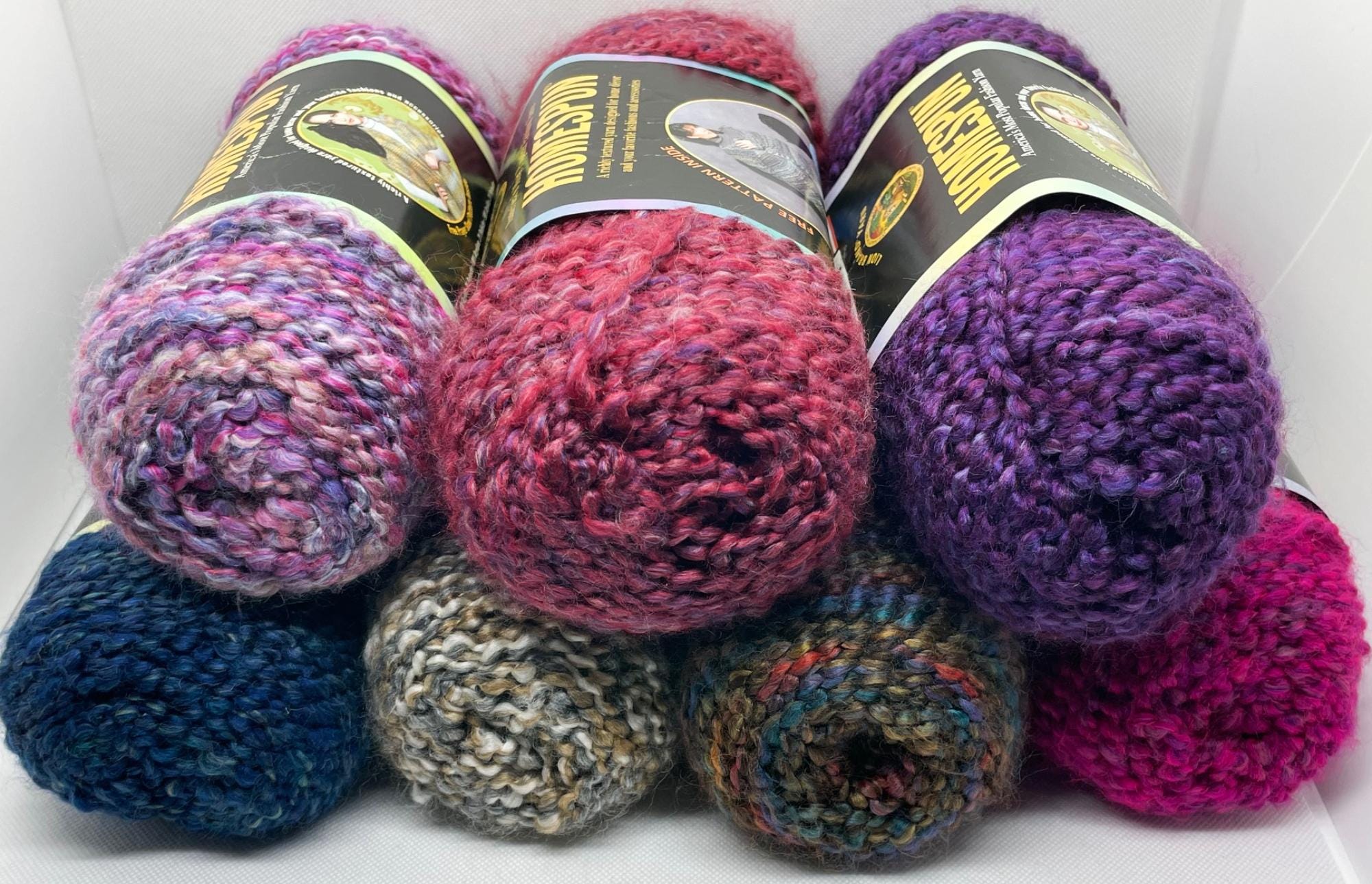 Lion Brand Homespun Yarn, 7 Different Colored Skeins, Sold Individually, Self Striping, Variegated, Soft, Ombre, Discontinued