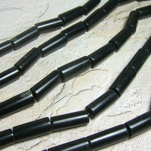 Blackstone Large Tube Beads Full 15 inch Strand image 3