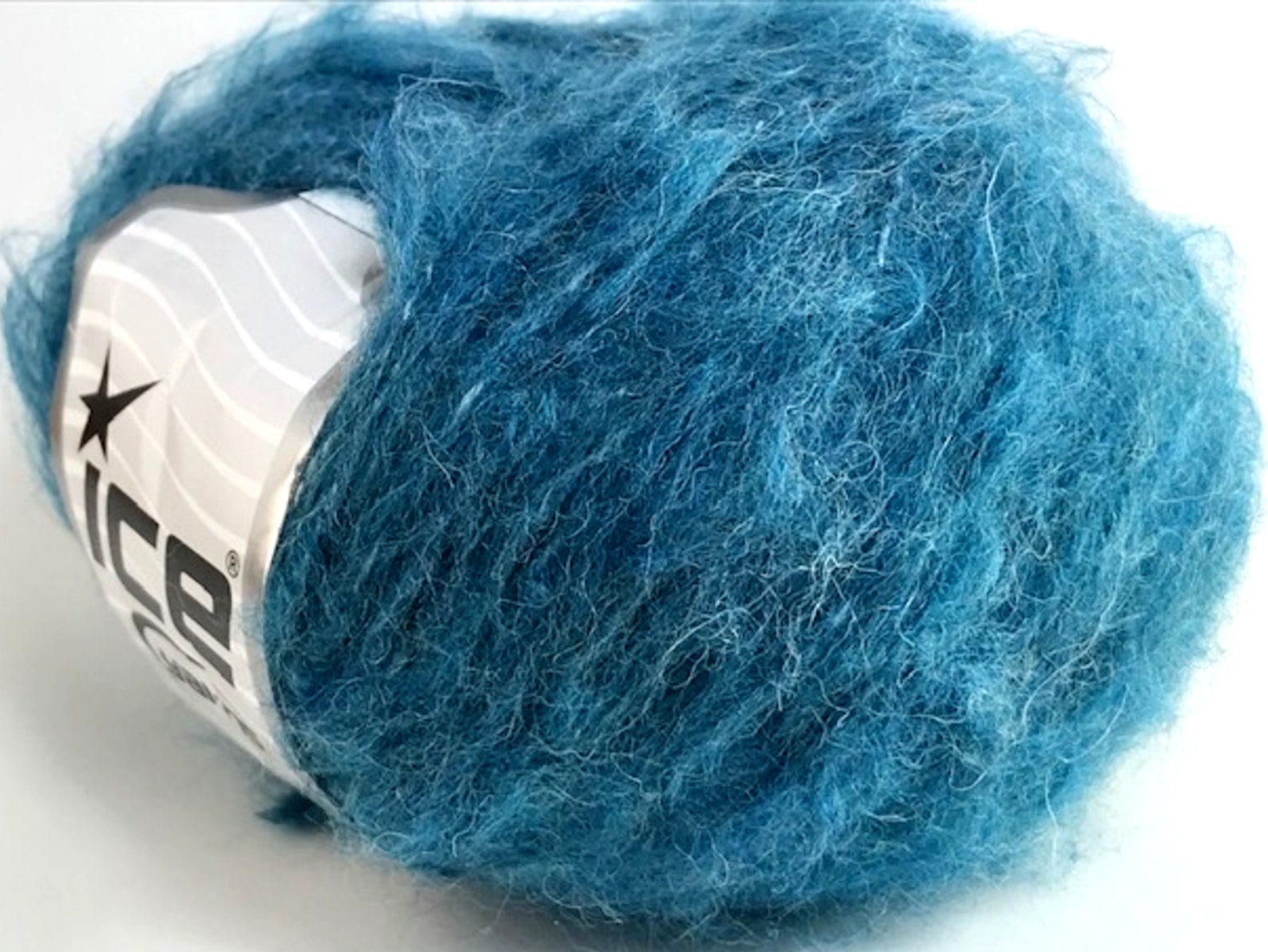 Turquoise Kan Mohair, Ice Yarn, Fuzzy Blue, Fancy Yarn, Fiber Art