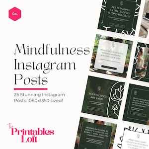 Mindfulness Instagram Posts – 25 Editable Social Media Templates | Earthy Aesthetic | Templates for Healers, Coaches