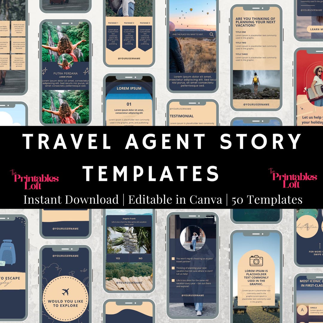 Travel Agent Instagram Story Templates | 50 Editable Canva Designs ...