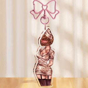 Coy Nurse – Silent Hill 2 – Double-Sided Acrylic Charm, Cute Video Game Keychain