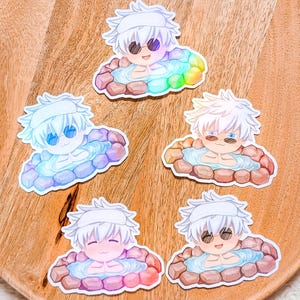 Jujutsu Kaisen Chibi Onsen Gojo: Holo JJK Vinilo Anime Pegatina