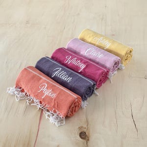 Personalized Turkish Beach Towel 70x40&quot;, Girls Trip Gift, Monogrammed Beach Towel, Personalized Gift, Bachelorette Wedding Custom Gifts