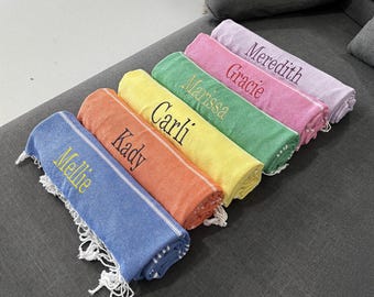 Personalized Turkish Beach Towel, Bridesmaid Gifts, Personalized Gift, Custom Towels, Wedding Favors, Bachelorette Party Favor, Gift for Her