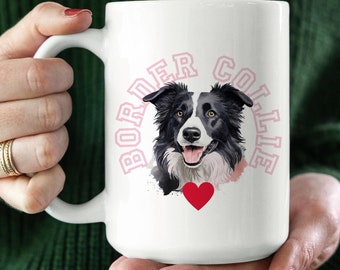 Border Collie Ceramic Mug Cute Dog Coffee Cup Dog Lover Gift Pet Owner Present Animal Theme Tea Mug Dog Parent Gift