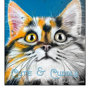 Cute & Cuddly - 8-pack GRAYSCALE coloring book, BEGINNER version by Maria J. William, instant PDF download