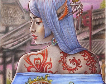 Adorned - original colored pencil drawing