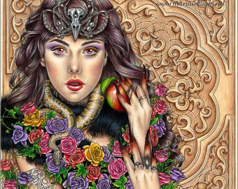 Lilith - original colored pencil drawing - MATTED
