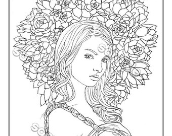 May include: A black and white line drawing of a woman with long hair wearing a crown of flowers. The title "CHROMA" is at the top of the image. The artist's name, Maria J. William, is at the bottom of the image.