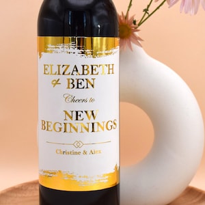 Custom Gold Foil Wine Label - Personalized Wedding, Engagement, Anniversary or New Home Bottle Sticker, Elegant Gift. Gift for Any Occasion