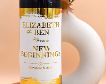 Custom Gold Foil Wine Label - Personalized Wedding, Engagement, Anniversary or New Home Bottle Sticker, Elegant Gift. Gift for Any Occasion