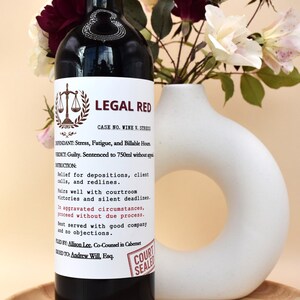 Funny Wine Label for Lawyer – Legal Gift, Attorney Graduation, Law School, Judge Present image 4