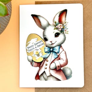 Biglietto di Pasqua gratta e vinci / Biglietto di "caccia" alle uova di Pasqua con coniglietto / Messaggio di presentazione personalizzato / Regalo di Pasqua unico / 4,25 X 5,5 pollici