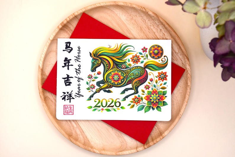 2026 Year of the Horse Card | Happy Chinese New Year Card | Lunar New ...