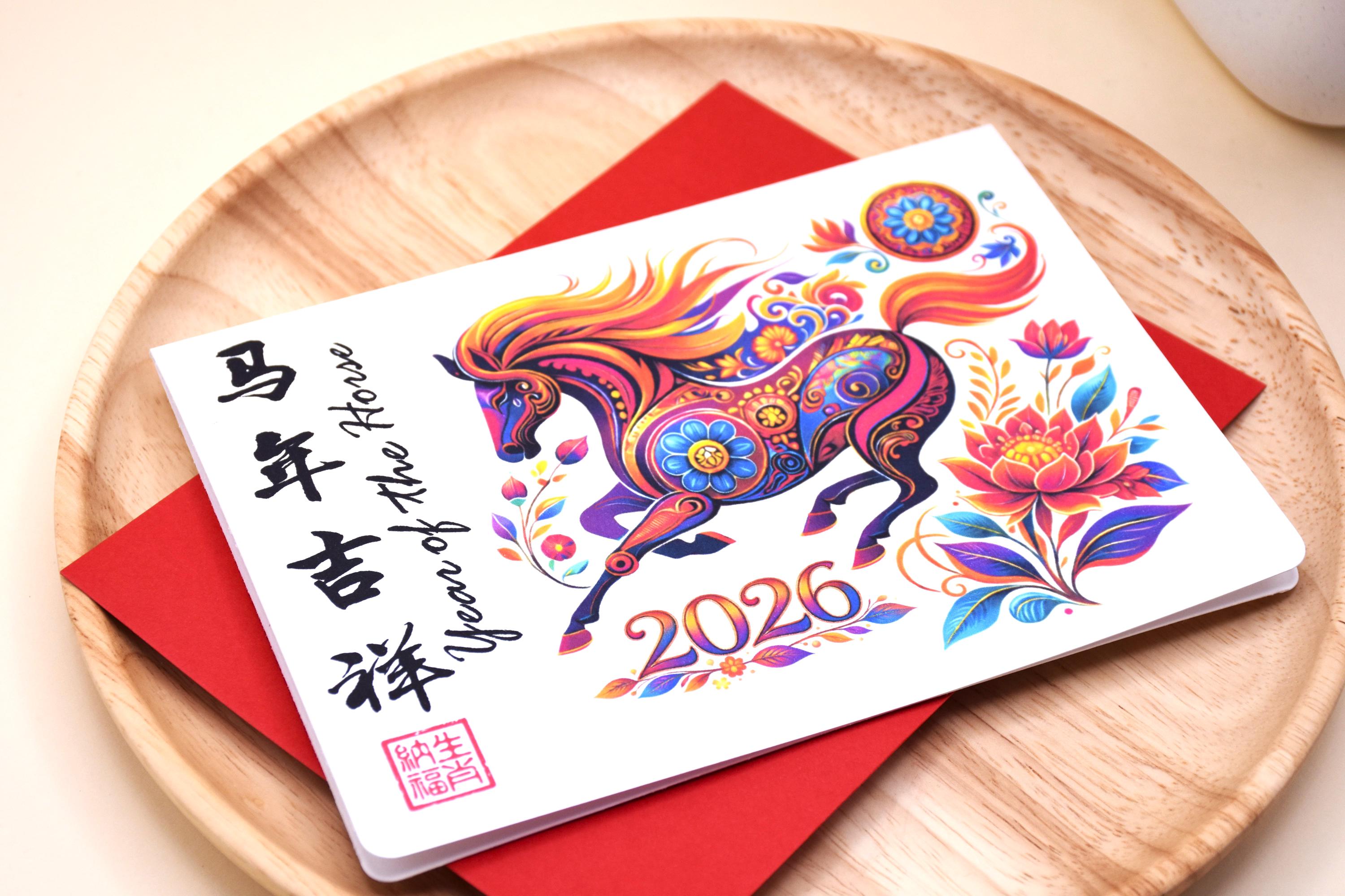 2026 Year of the Horse Card | Happy Chinese New Year Card | Lunar New ...