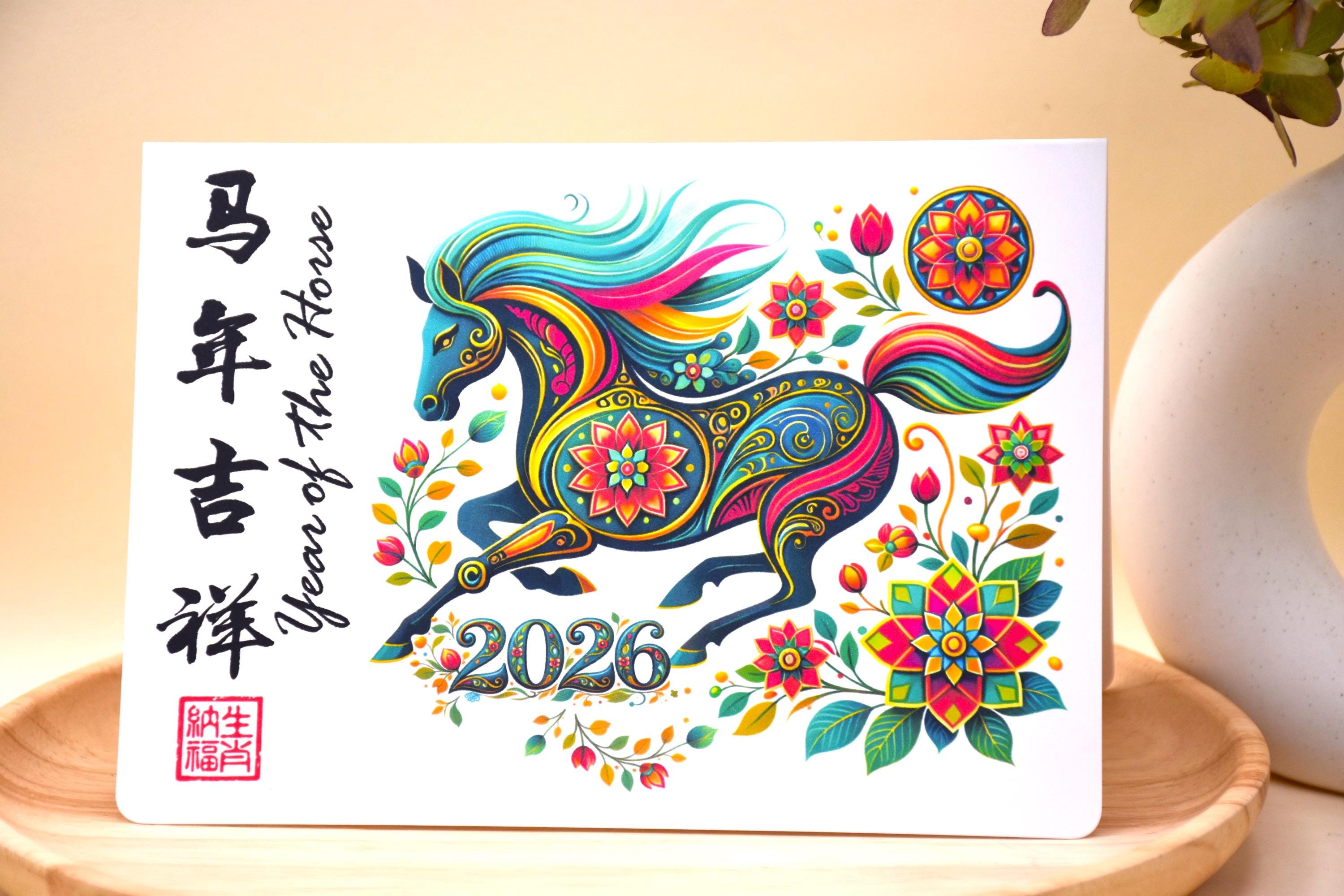 2026 Year of the Horse Card | Happy Chinese New Year Card | Lunar New ...