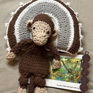 Monkey Snuggler | Monkey Lovey | Monkey Stuffie | Handmade Crochet | Gifts for Newborns | Gifts for Toddlers | Baby Shower Gift