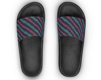 Chic Women's Slide Sandals - Colorful Woven Pattern for Summer, Beach, Casual Wear, Gift for Her, Pool Slides
