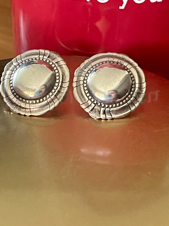 Sterling silver button post earrings. Vintage fro… - image 2