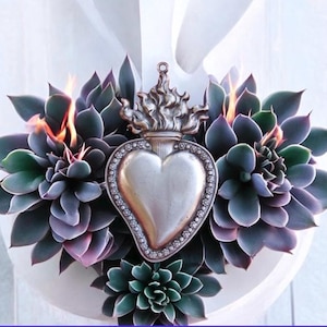 HEART MILAGRO Tin Silver Ex Voto