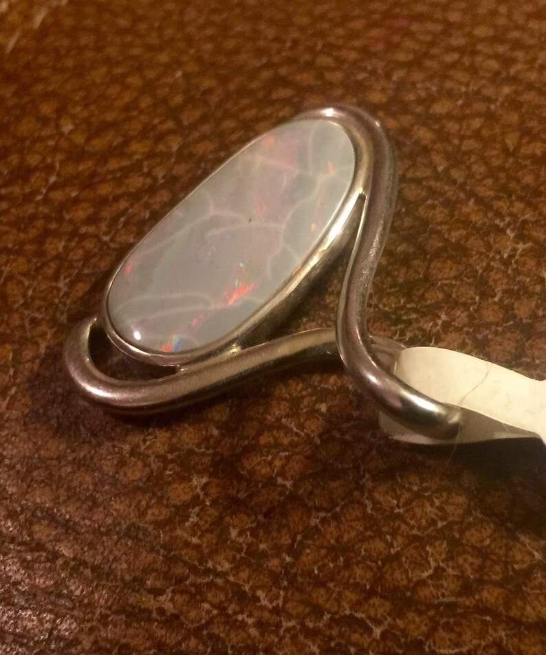 Elegant white fire filled opal pendant SALE