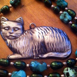 Cat love or cat healing or missing cat milagro Tin Silver Ex Voto