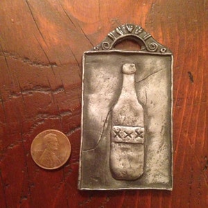 DRINKING/ ALCOHOLIC MILAGROS Tin Silver Ex Voto