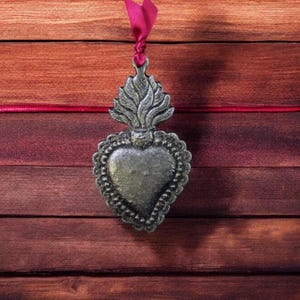 HEART MILAGRO Tin Silver Ex Voto
