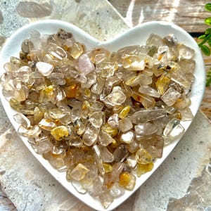High Quality Golden Rutile Chip| Angel Hair Gemstone Chips|Crystal Tumbled Chips |Natural Rutilated Quartz |Genuine Gemmy|Wish Bottle| Grid