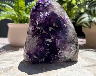【極上の深紫】高密度 アメジスト ジオード 151g｜宝石のような煌めき・浄化石 大きな深紫色のアメジストジオードlクォーツクラスタージオードロック
