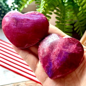 Double sided Flashy Red Moonstone Heart｜Unique Blue Flash, Crystal Love Stone, Healing Crystal Gift|Perfect Xmas Gift Set