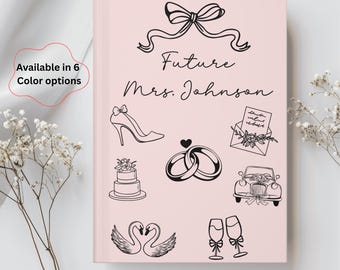 Carnet de notes à couverture rigide personnalisé pour agenda de mariage Cadeau de fiançailles pour elle Nom personnalisé Cadeau de future mariée Cadeau de shower de bébé Future Mme