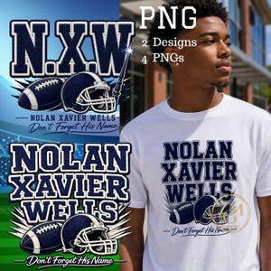 Nolan Xavier Wells Memorial PNG | Don't Forget His Name Football Sublimation Design | Varsity Sports Awareness Digital Download for T-Shirts