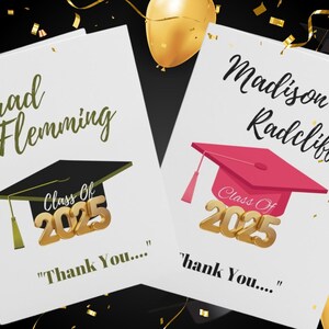 Personalisierte Graduierung Dankeskarten, anpassbare Abschlusskarte, Danke, Danke, Graduierung 2025, danke Familie / Freunde, Lehrer