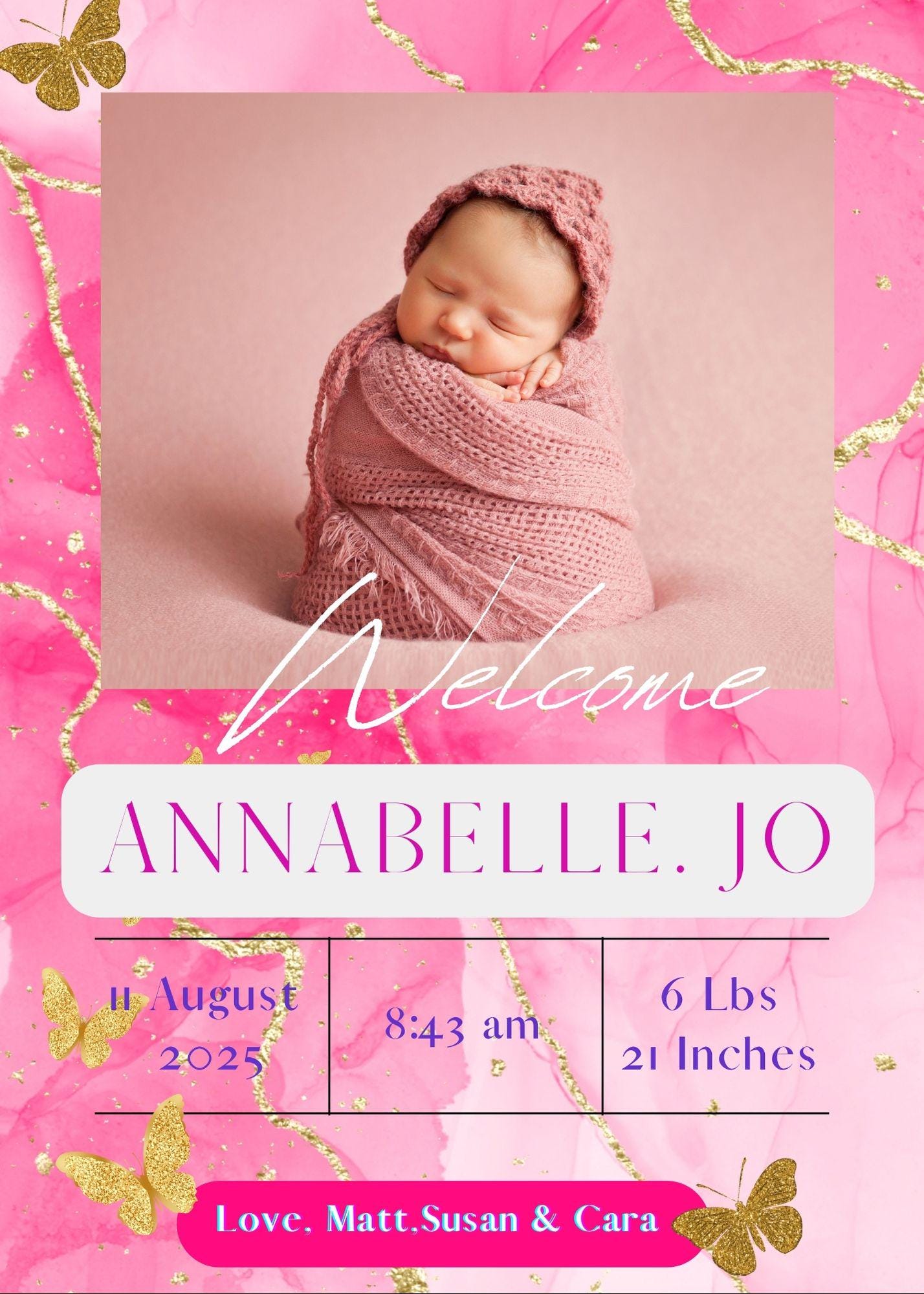 Baby's Birth Announcement Template Etsy