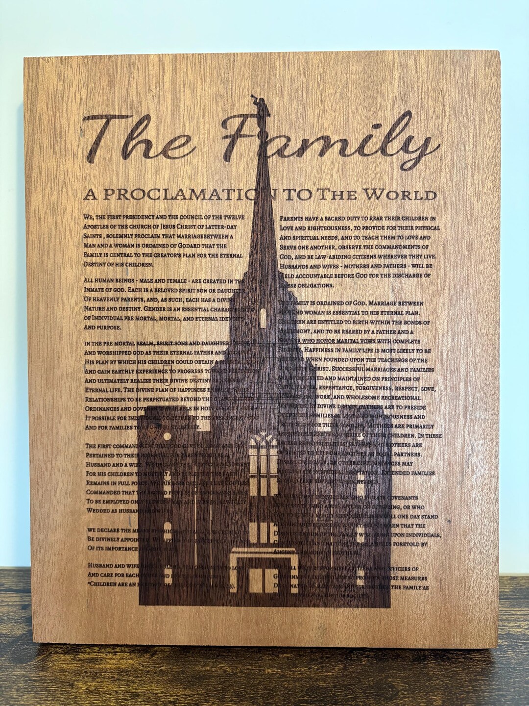 Proclamation to the World, Laser Engraved, Temple, LDS Gifts, LDS Home ...