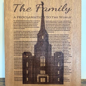 Proclamation to the World, Laser Engraved, Temple, LDS Gifts, LDS Home Decor