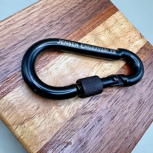 Custom Engraved Carabiner, Personalized Heavy Duty Carabiner, Custom Outdoor Gear, Personalized Carabiner Clip, D Shaped Carabiner with Lock